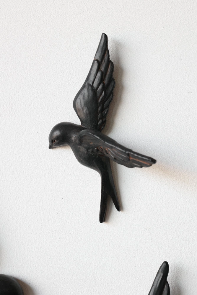Set Of 4 Black Bird Wall Ornaments