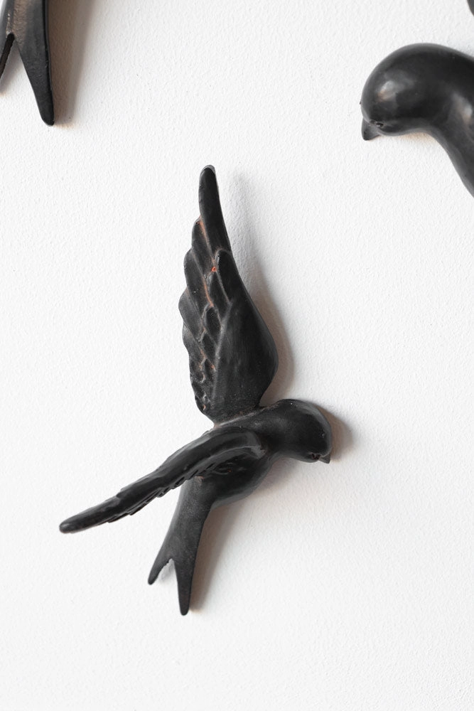 Set Of 4 Black Bird Wall Ornaments