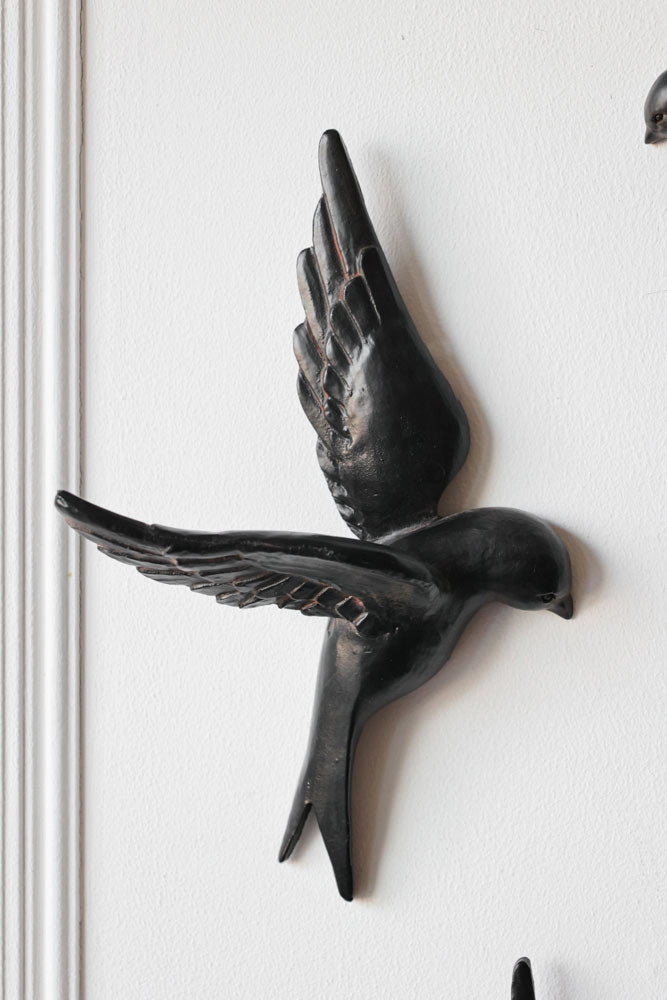 Set Of 4 Black Bird Wall Ornaments
