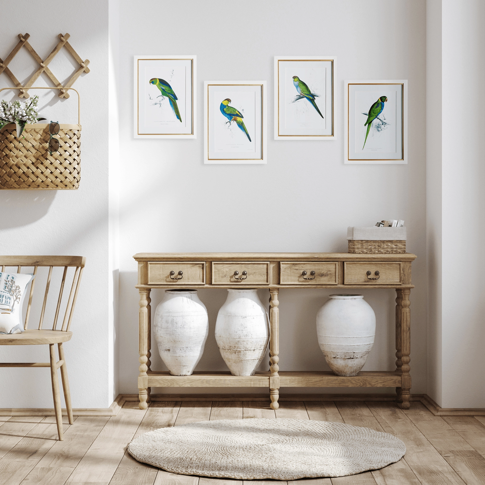 Set of 4 Colorful Parrot Framed Prints