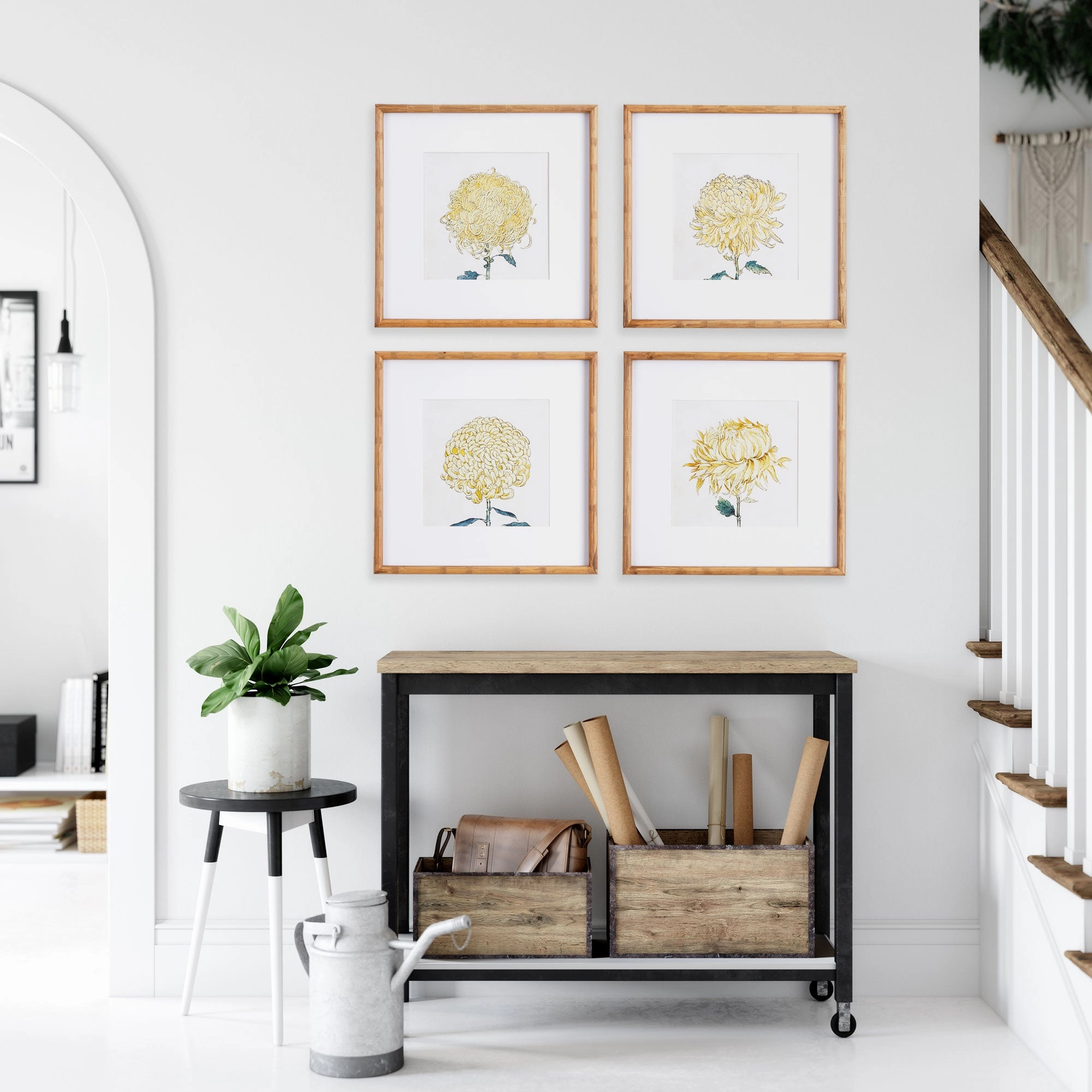 Set of 4 Framed Chrysanthemum Prints