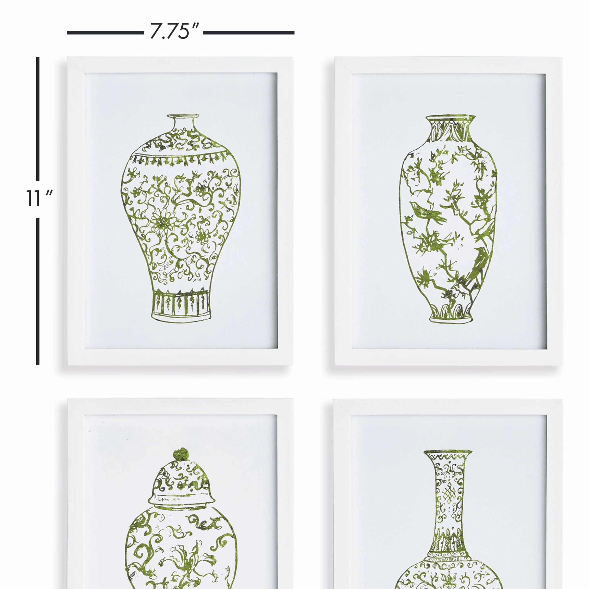 Set of 4 Petite Imperial Ginger Jar Framed Prints
