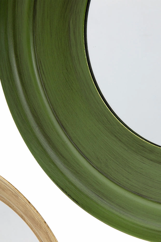 Set Of 5 Metal Frame Mirrors in Green & Natural