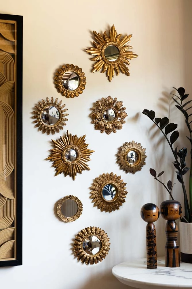 Set Of 9 Assorted Ornate Gold Framed Mirrors 