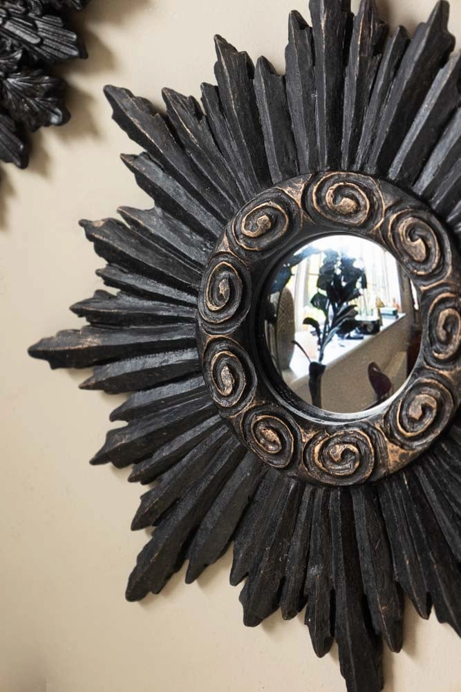 Set of 9 Ornate Antique Black Framed Mirrors
