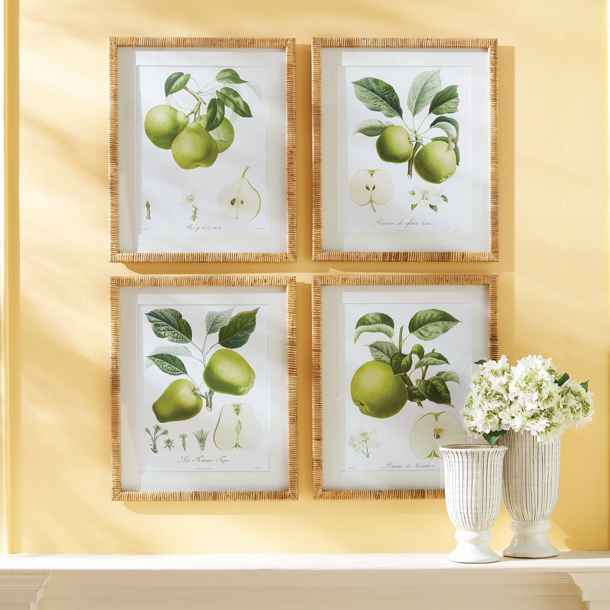 Set of Four Framed Green Fruit Study Prints