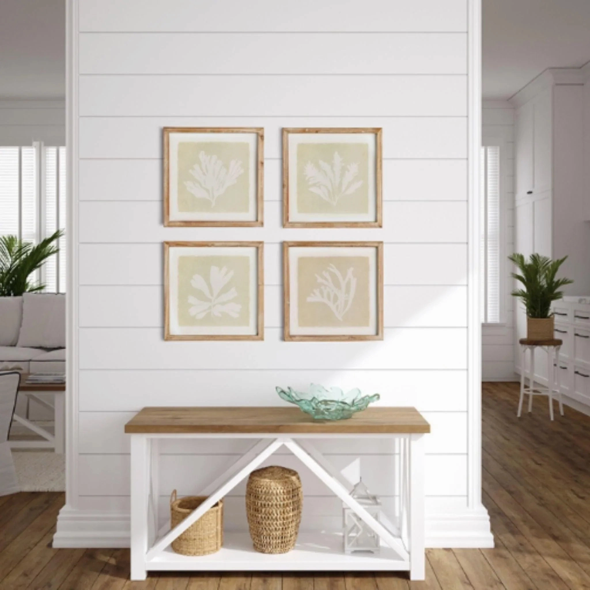 Set of Four Framed Petite Coral Silhouette Prints
