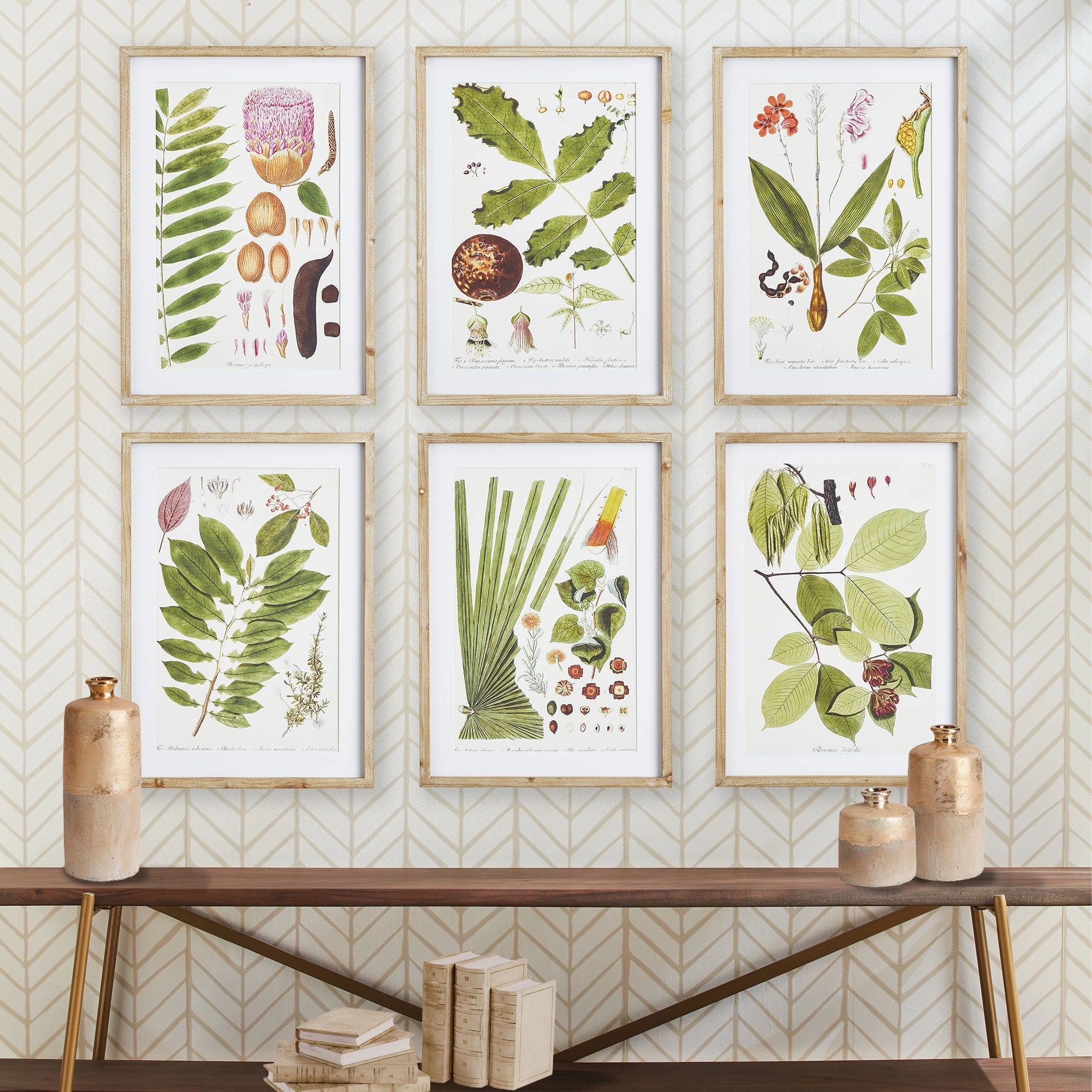 Set of Six Framed & Matted Botanical Leaf Prints