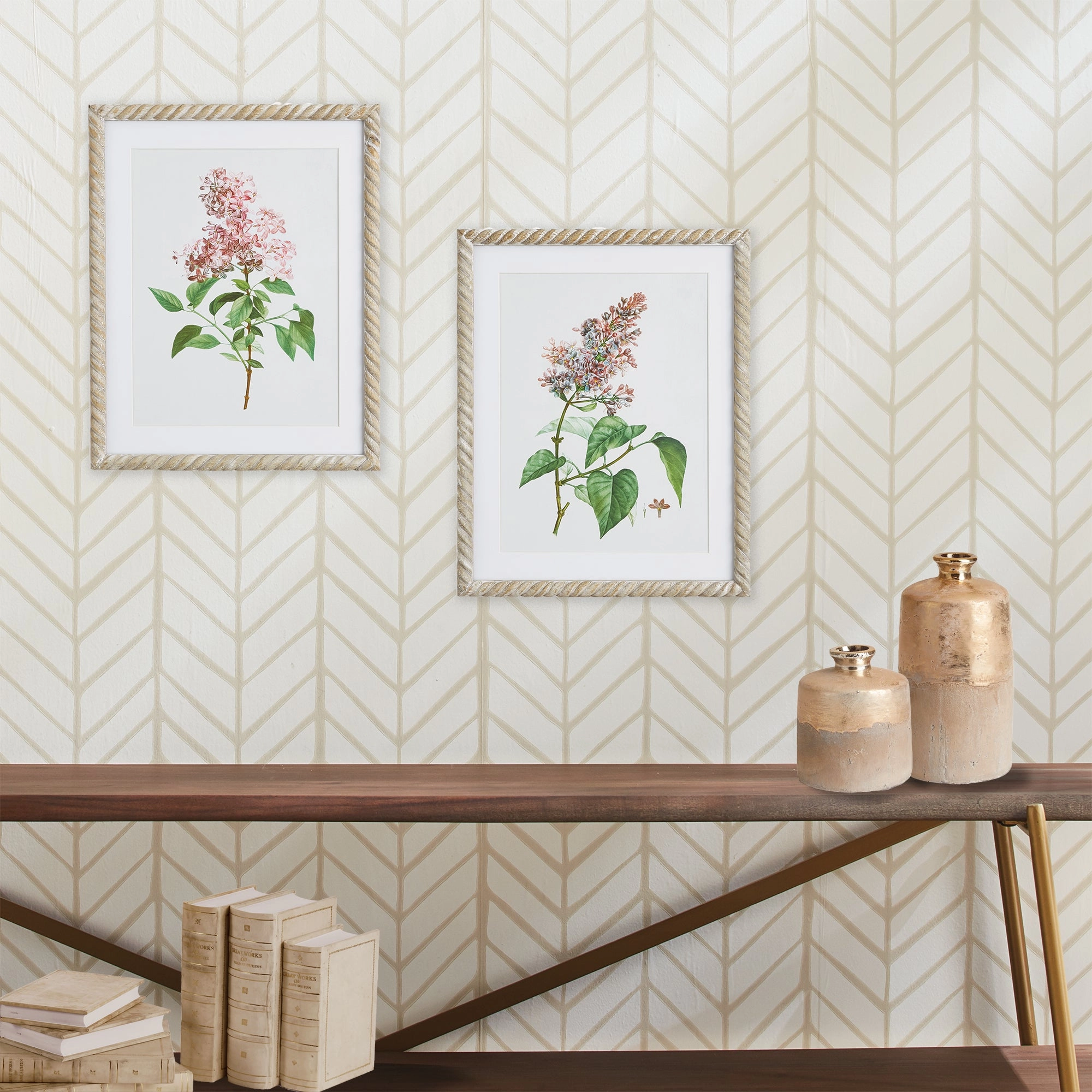 Set of Two Framed Lilac Cutting Prints