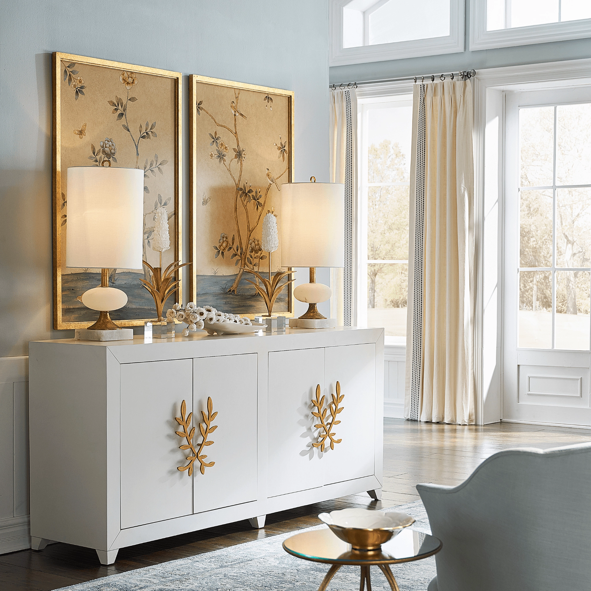 Set of Two Fretwork Chinoiserie Wall Panels With Gold Frame