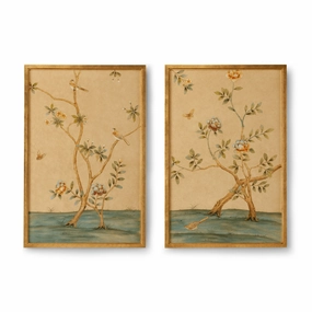 Set of Two Fretwork Chinoiserie Wall Panels With Gold Frame 
