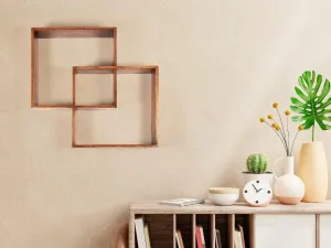 Sheesham Wood Miraya Squared Wall Shelf 