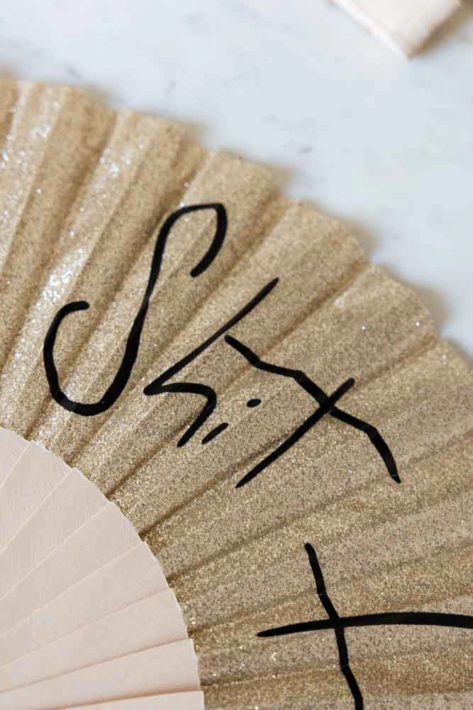 Shit Hot Black & Gold Glitter Fan