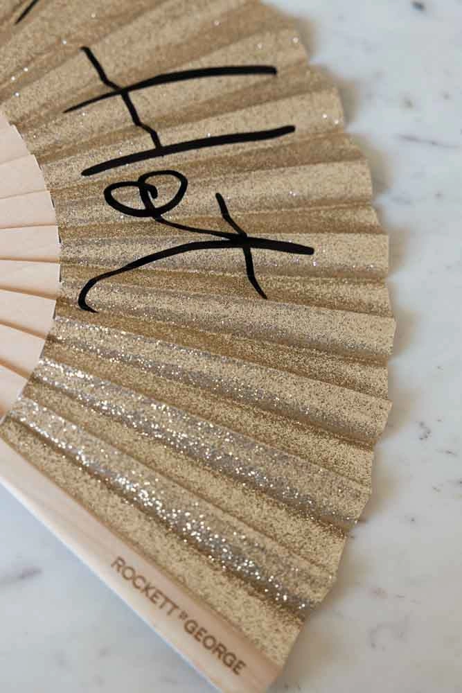 Shit Hot Black & Gold Glitter Fan