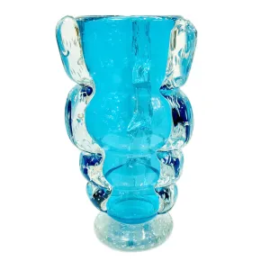 Signed Italian Sky Blue Murano Glass Vase by Flavio Costantini 