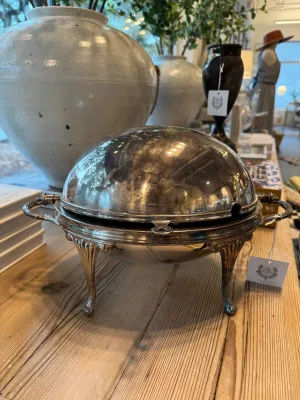 Silver Plated Roll Top Domed Serving Dish 