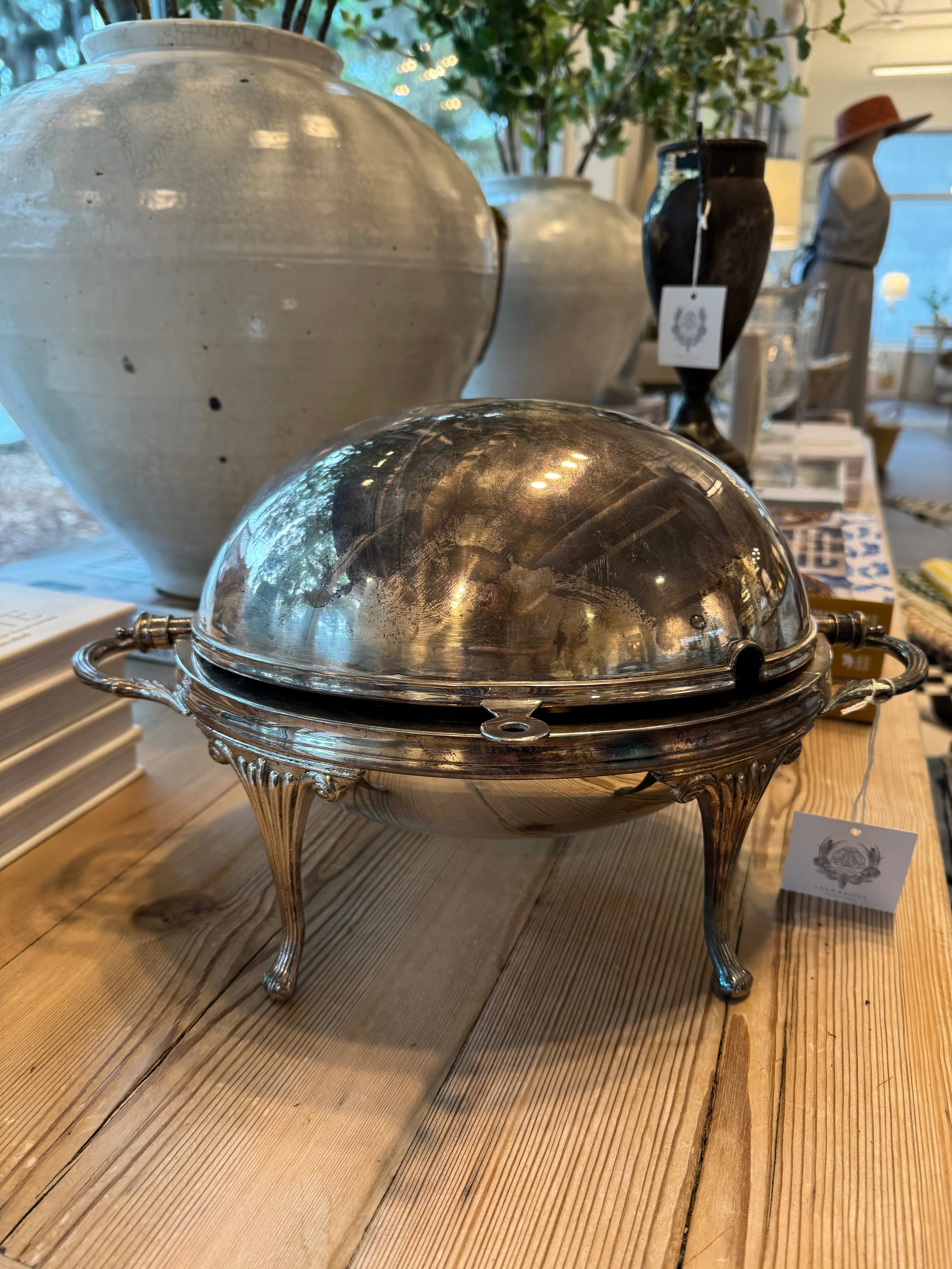 Silver Plated Roll Top Domed Serving Dish 