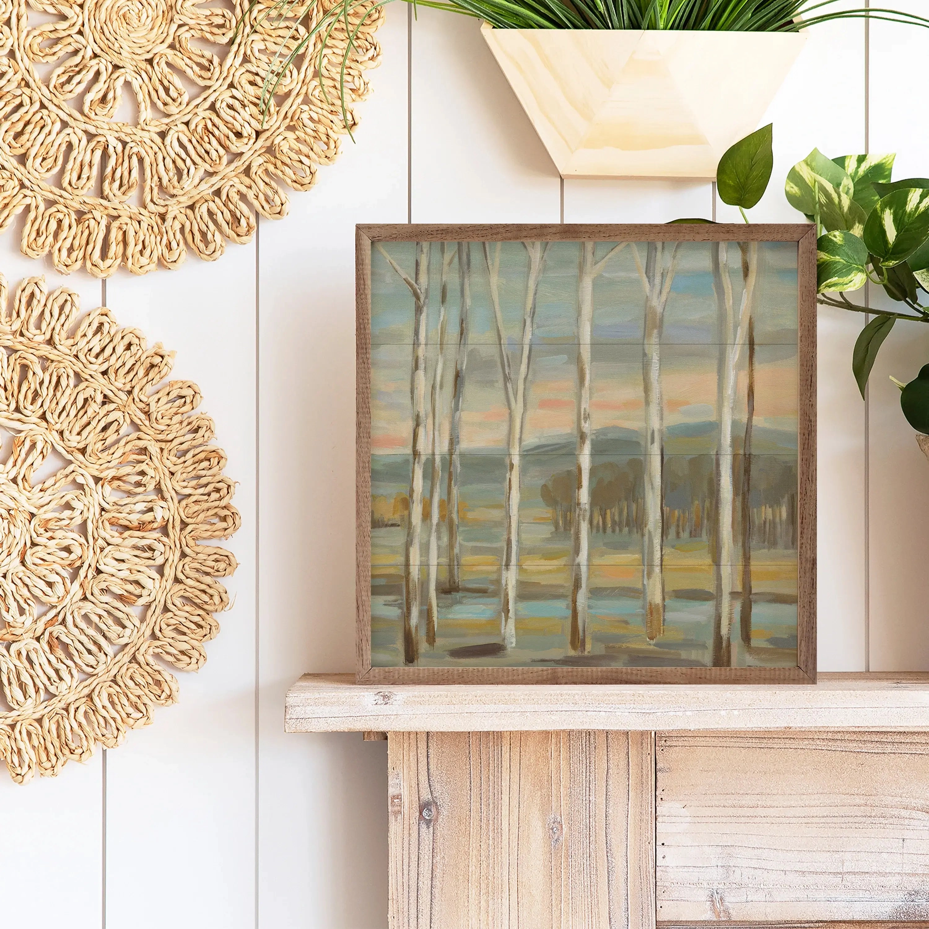 Silver Forest Wood Framed Print