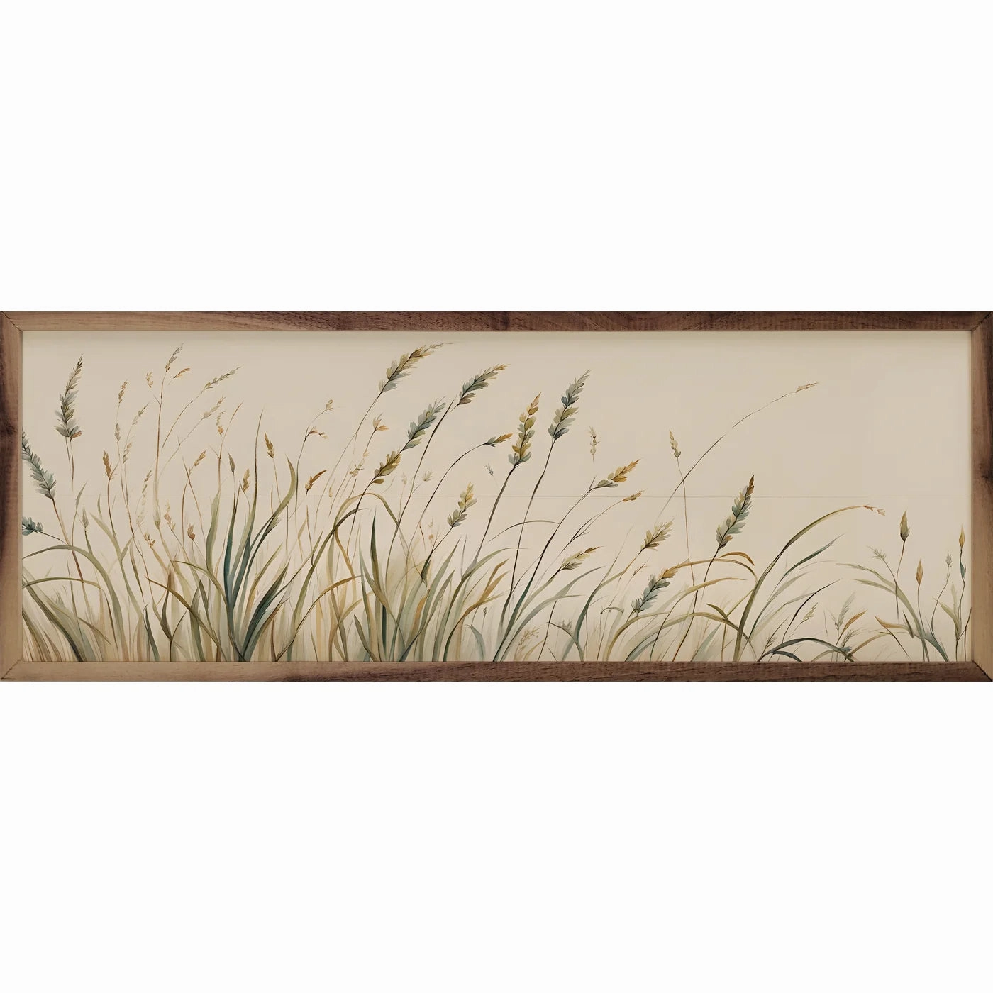 Simple Field Greenery Wood Framed Print 