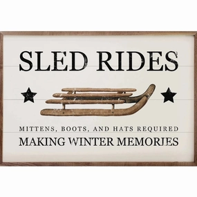 Sled Rides Wood Framed Print 