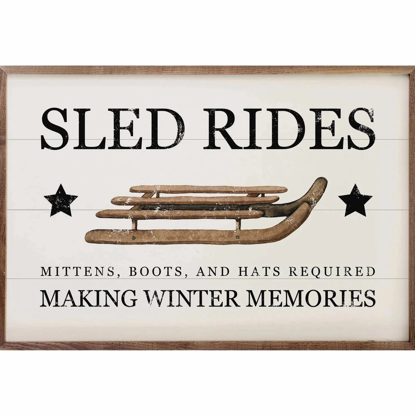 Sled Rides Wood Framed Print 