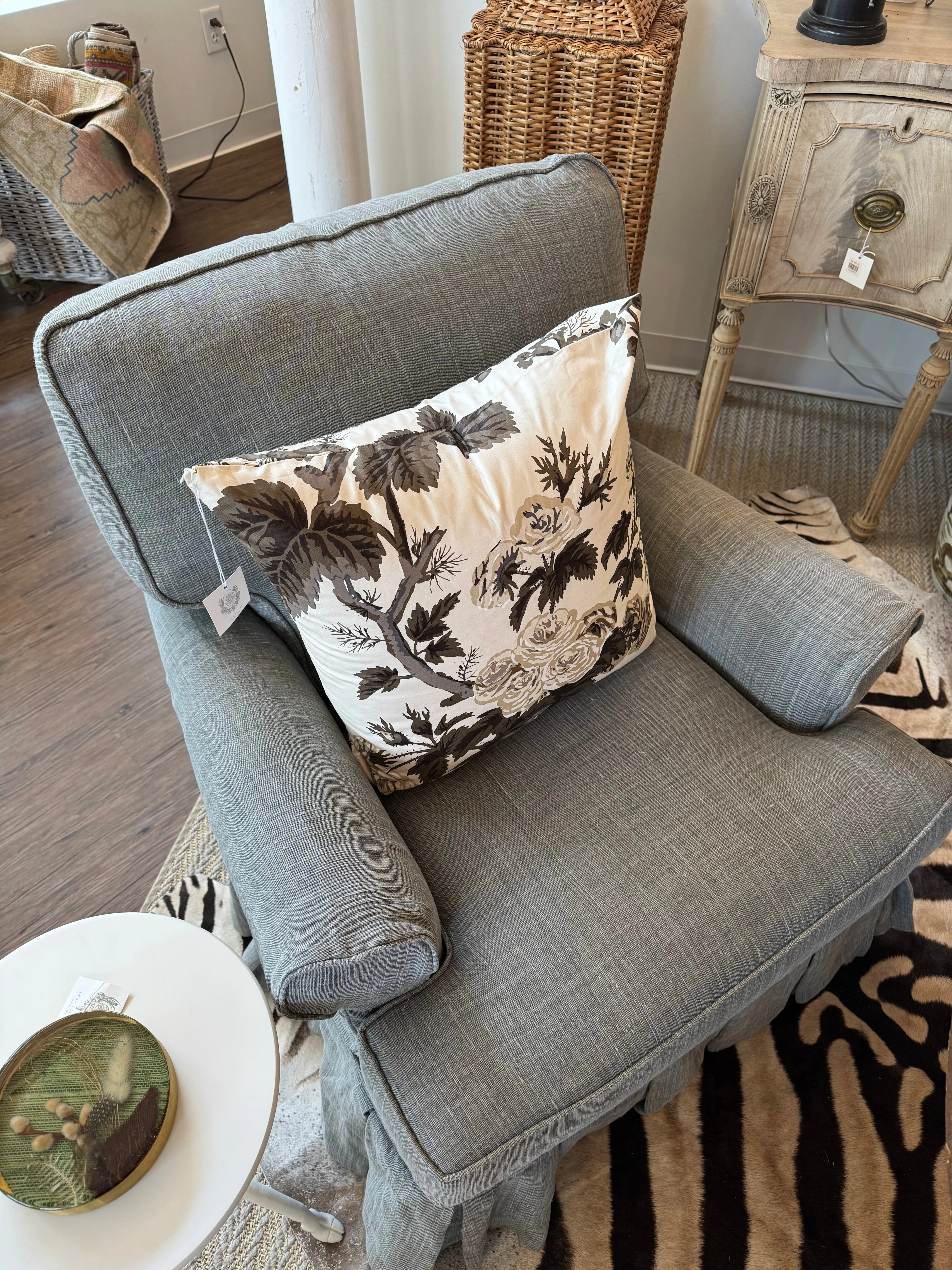 Slipcovered Swivel Chair