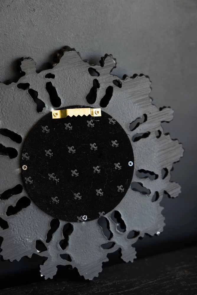 Small Black Flowers & Leaves Convex Mirror