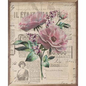 Soft Pink Floral Whitewash Wood Framed Print 