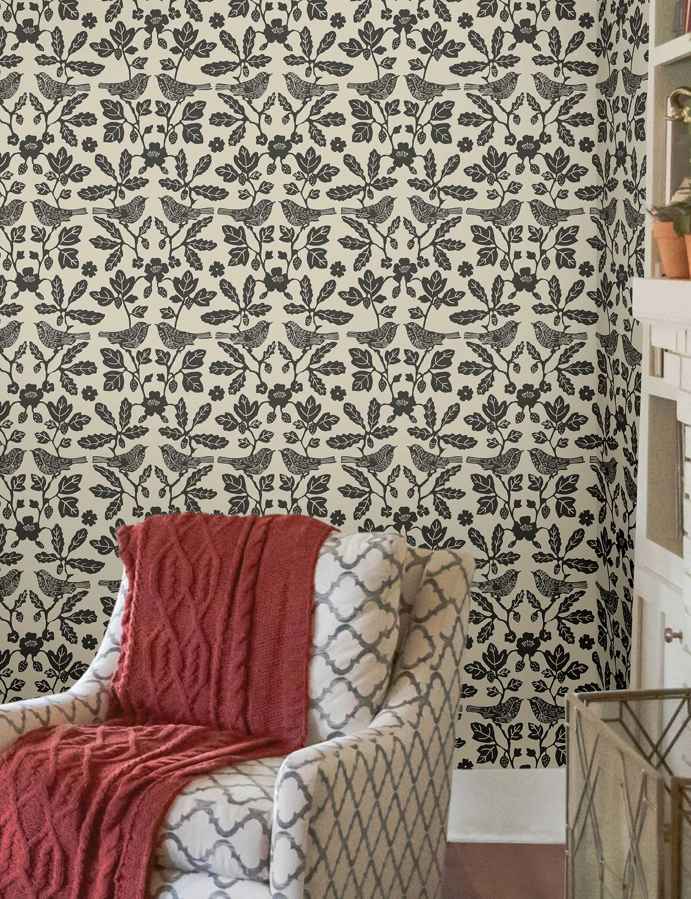 Sparrow and Oak Peel   Stick Wallpaper by Erin & Ben Co.