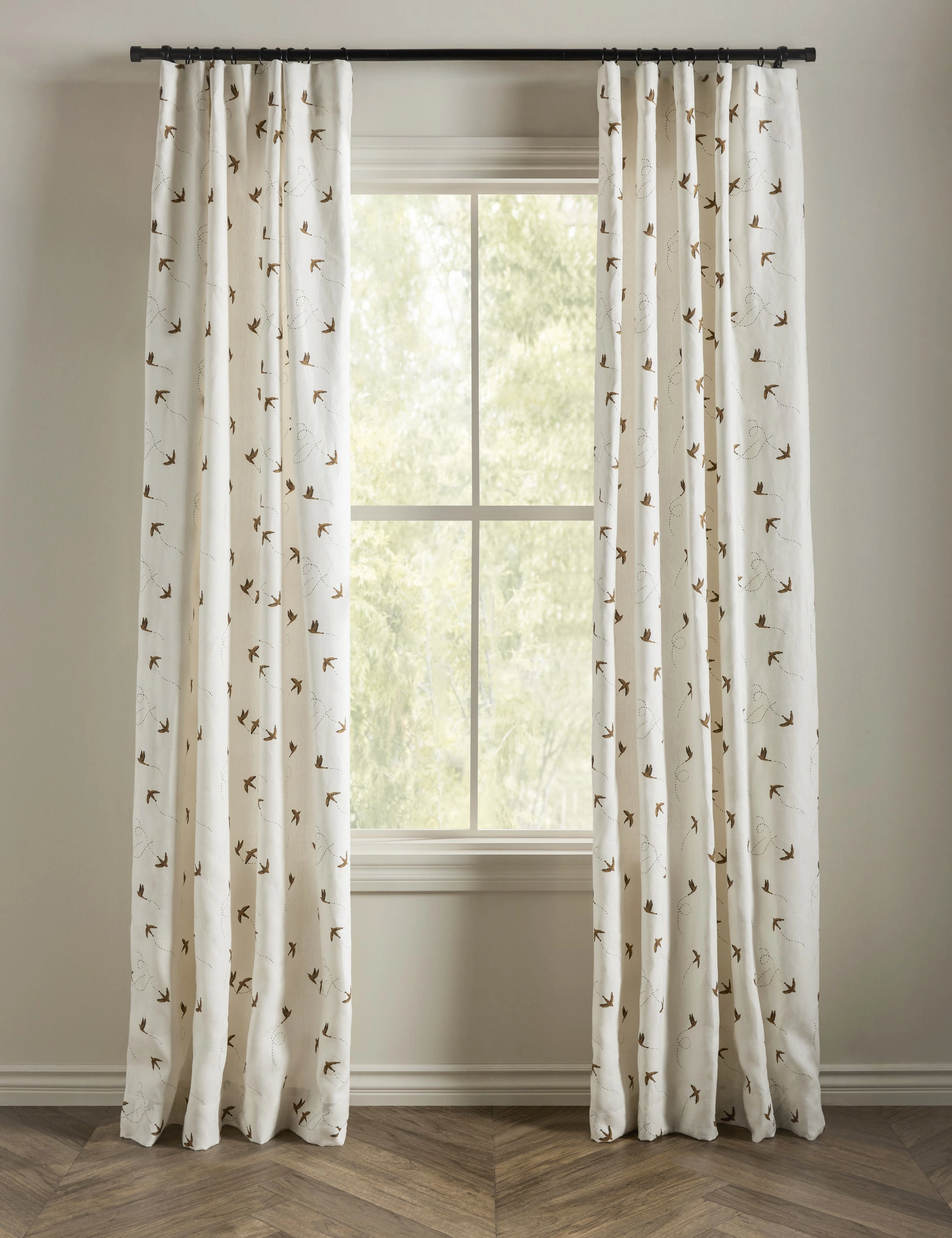 Sparrow Linen Curtain Panel by Rylee   Cru