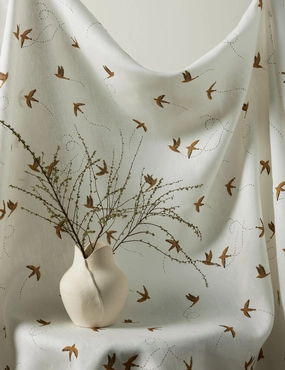 Sparrow Linen Fabric by Rylee   Cru 
