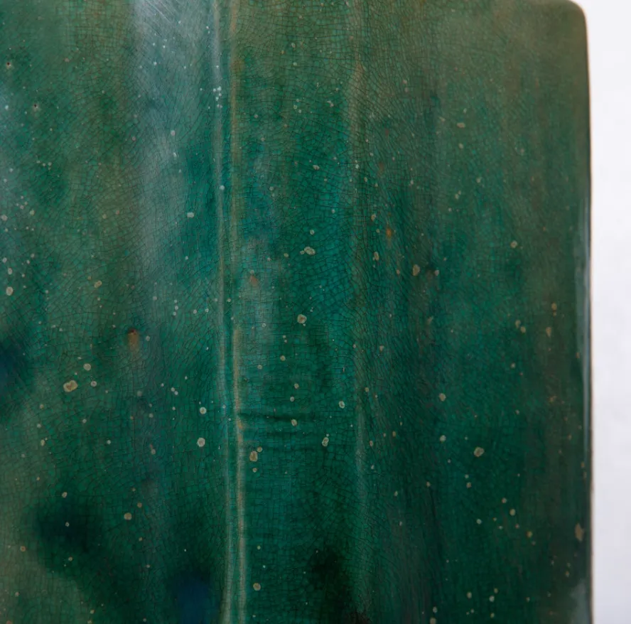 Speckled Green Ribbed Tea Jar