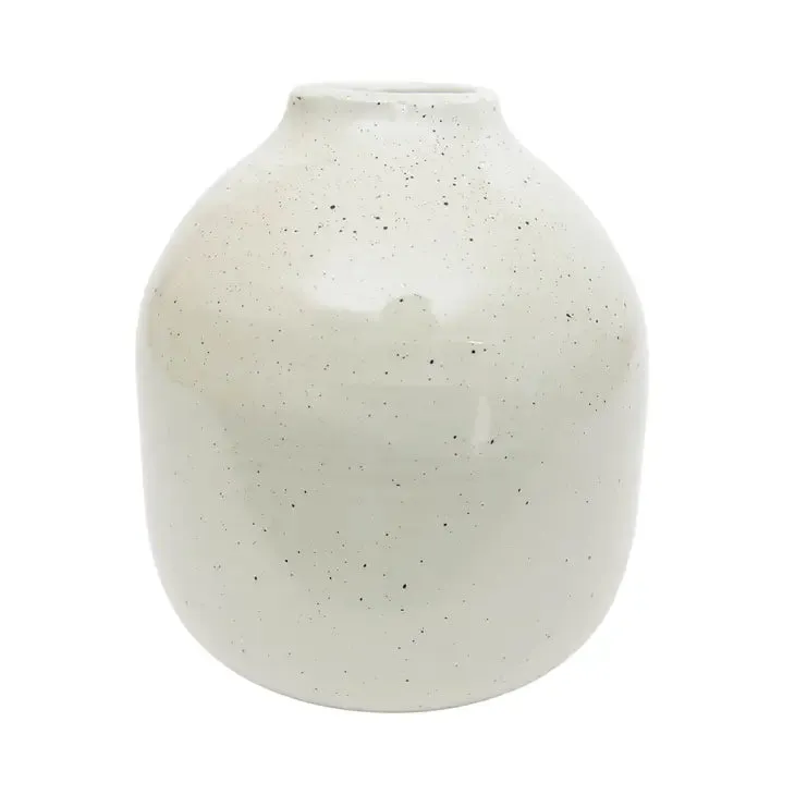 Speckled White Metal Vase 
