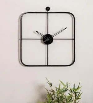 Square Black Wall Clock 