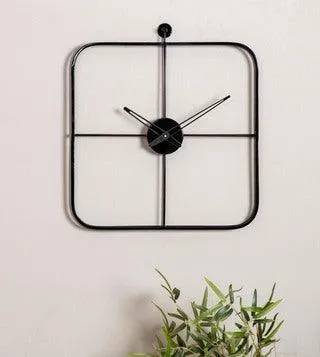 Square Black Wall Clock 