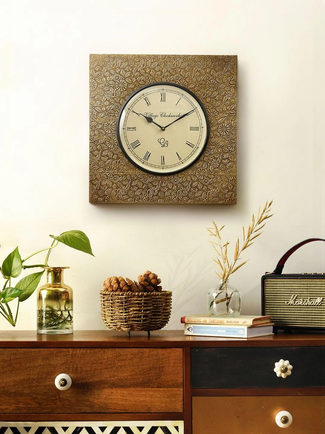 Square Embossed Brass 16 Inches 