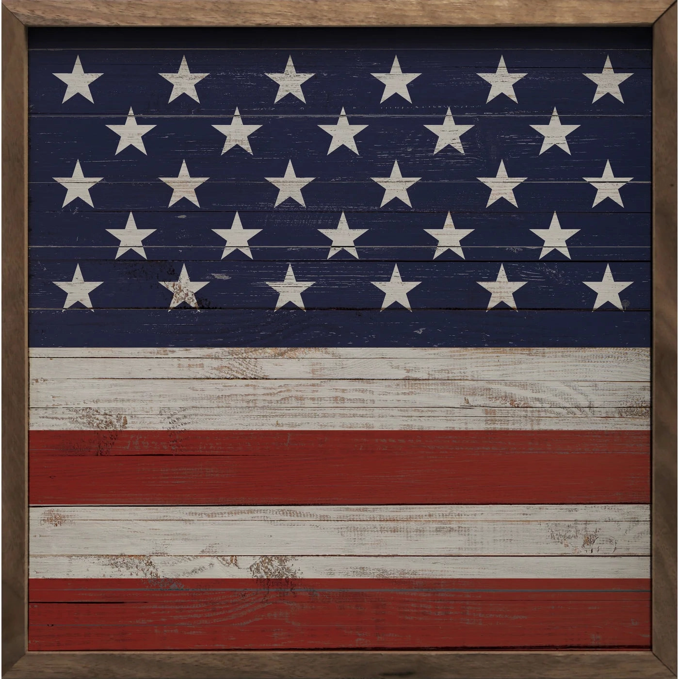 Square Flag Wood Framed Print 