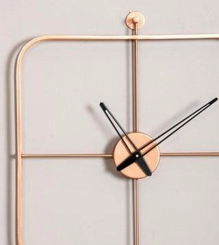 Square Golden Wall Clock
