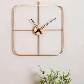 Square Golden Wall Clock 