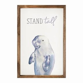 Stand Tall Manatee White Wood Framed Print 