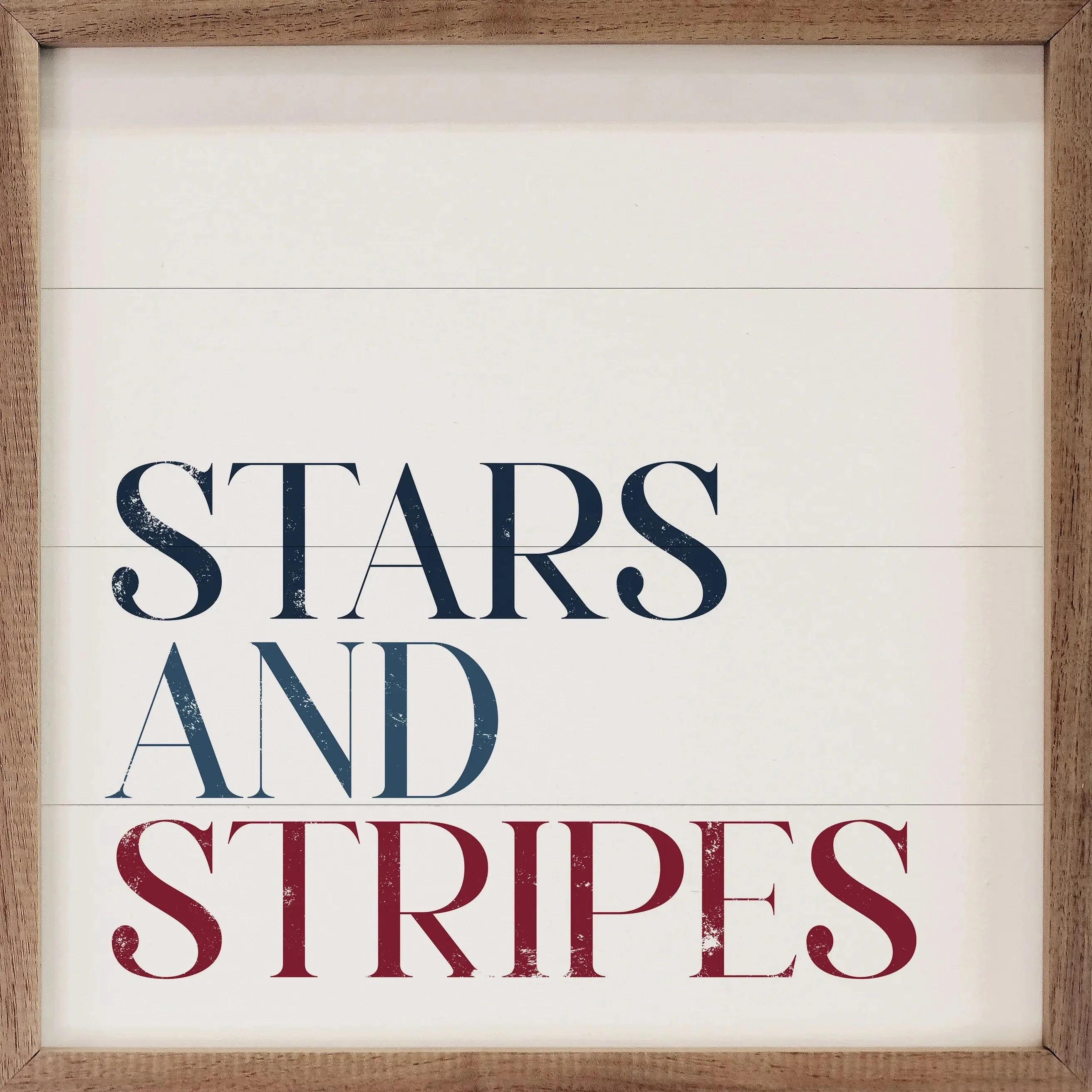 Stars & Stripes Words Wood Framed Print 