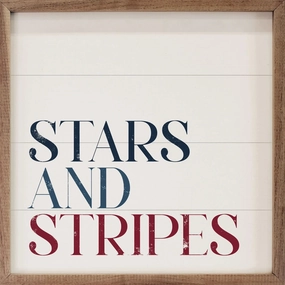 Stars & Stripes Words Wood Framed Print 