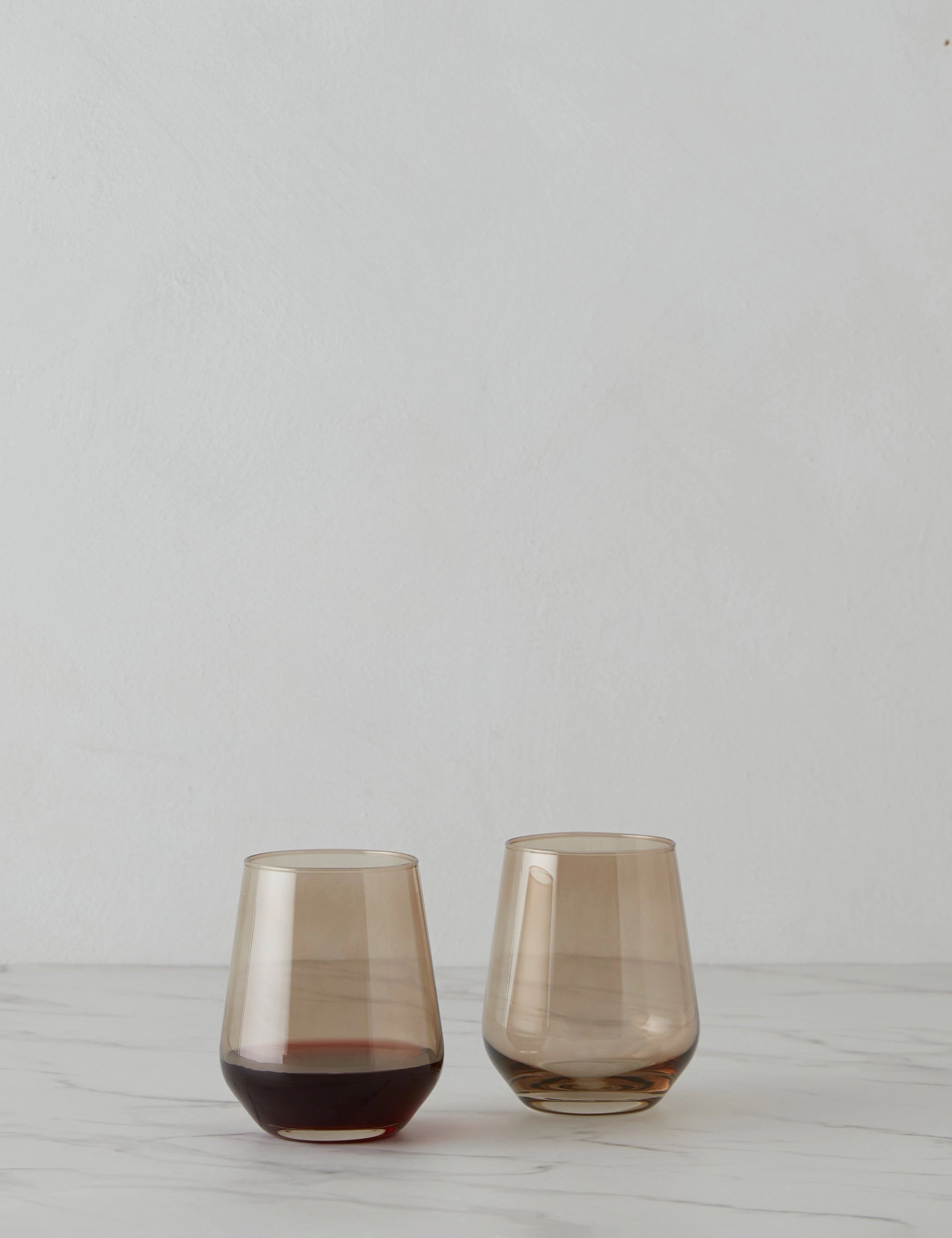 Stemless Wine Glass (Set of 2) by Estelle Colored Glass