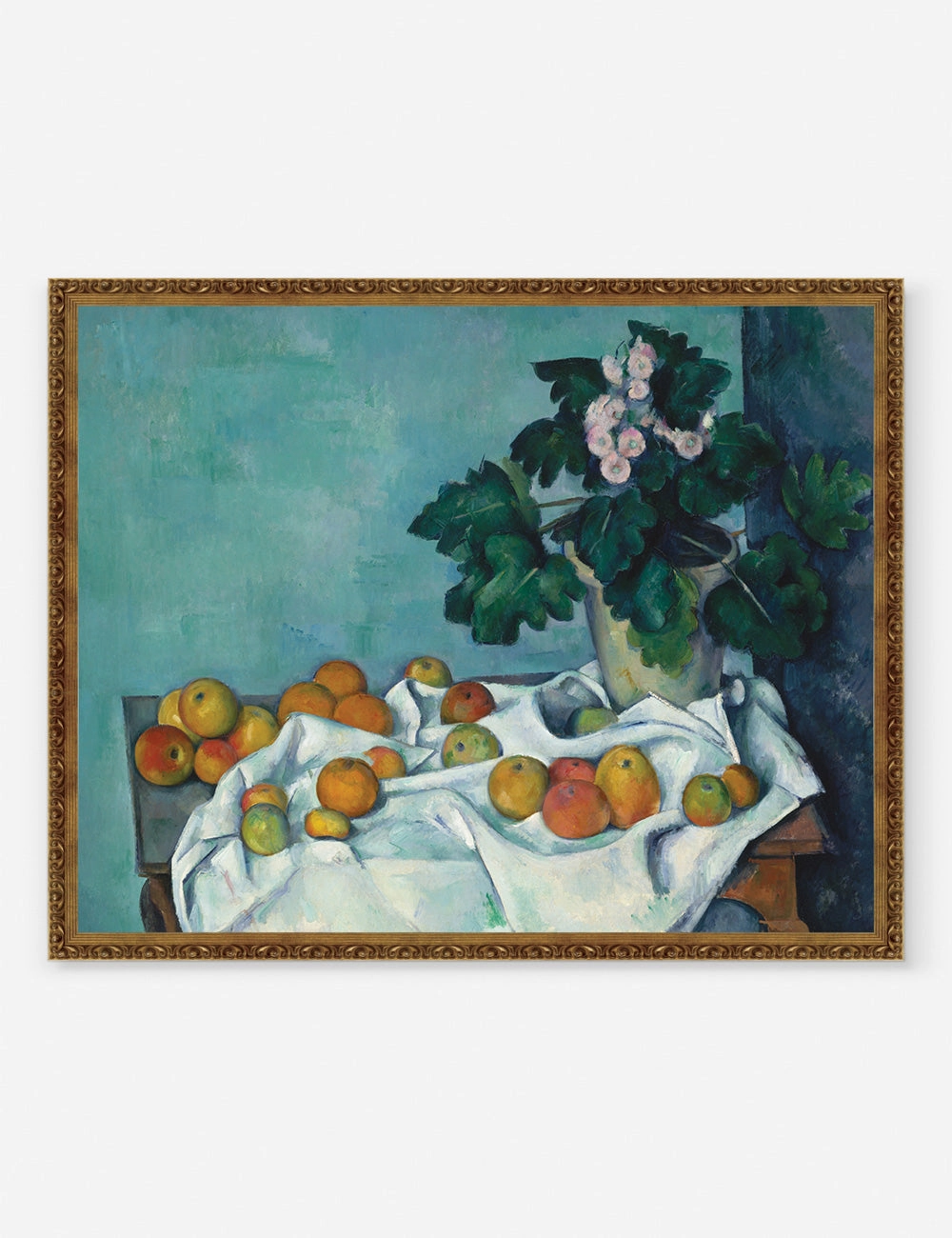 Still Life with Apples and a Pot of Primroses Print by Paul Czanne 