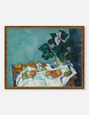 Still Life with Apples and a Pot of Primroses Print by Paul Czanne 
