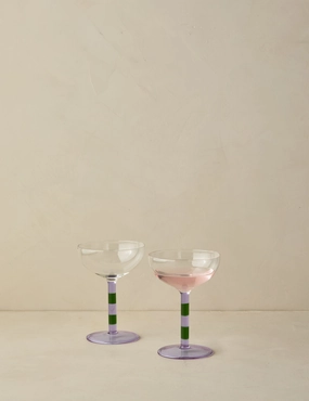 Striped Coupe Glass (Set of 2) by FAZEEK 
