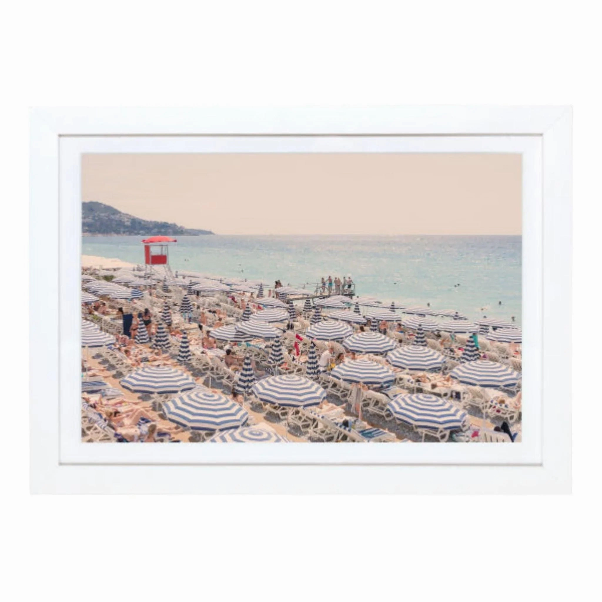 Striped Umbrellas, Nice Mini Framed Print by Gray Malin