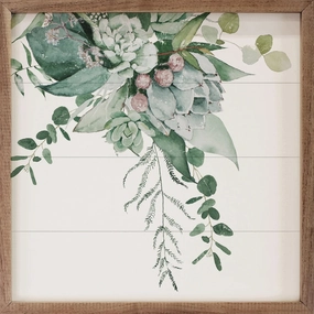 Succulent Bouquet Three Wood Framed Print 