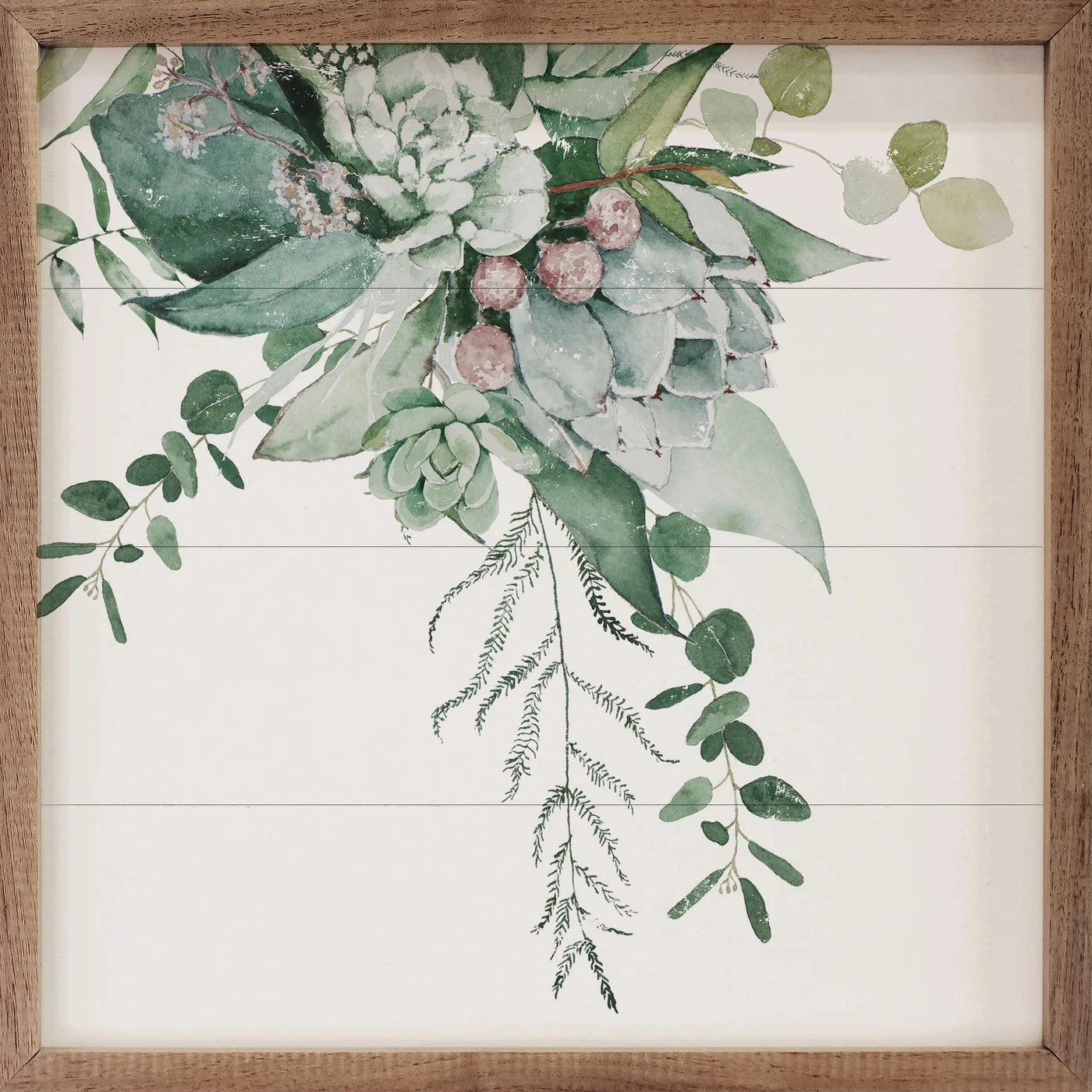 Succulent Bouquet Three Wood Framed Print 