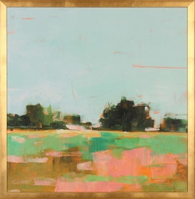 Summer Glow Abstract Landscape Canvas Wall Art in Gold Frame 